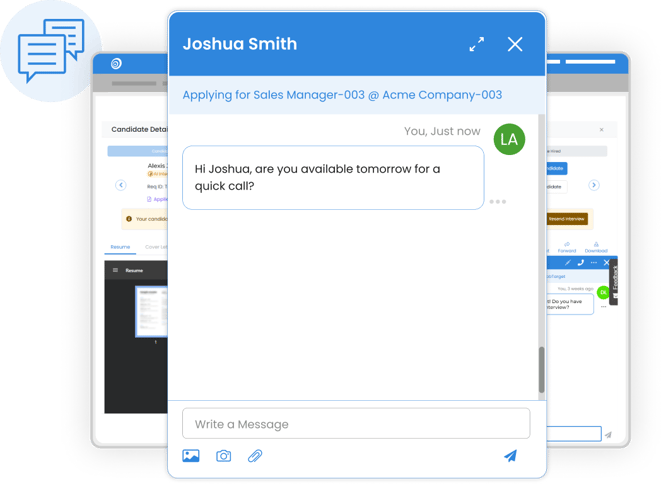 JobTarget Messaging interface showing candidate conversation